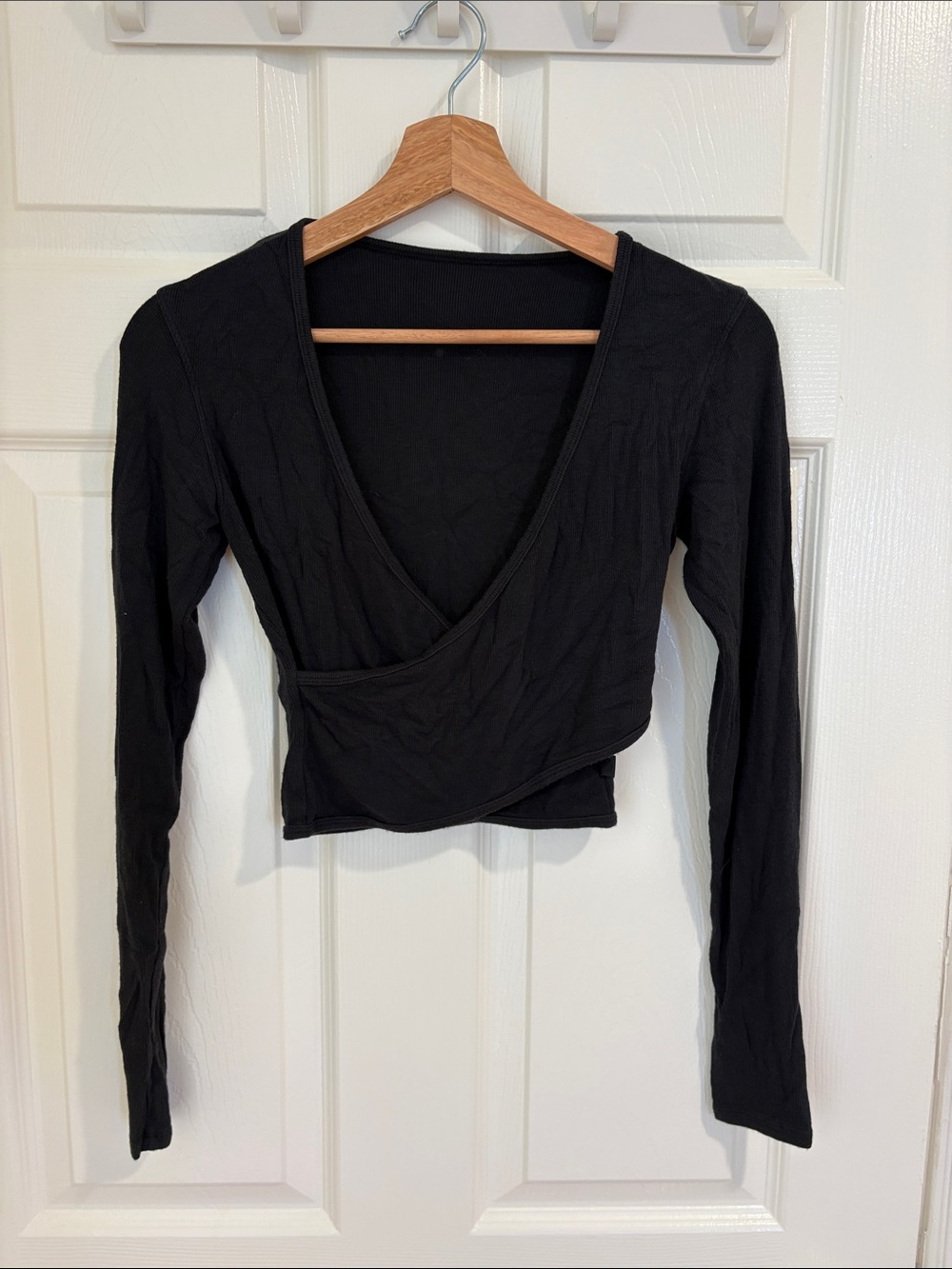 lululemon athletica Black faux Wrap Long-Sleeve Crop Top
